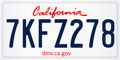 CA license plate 7KFZ278