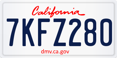 CA license plate 7KFZ280
