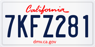 CA license plate 7KFZ281