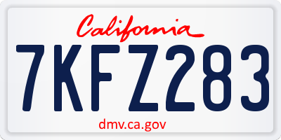 CA license plate 7KFZ283