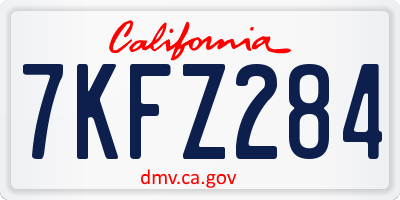 CA license plate 7KFZ284