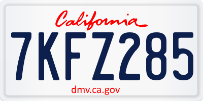 CA license plate 7KFZ285