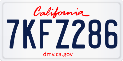 CA license plate 7KFZ286