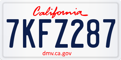 CA license plate 7KFZ287