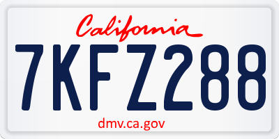 CA license plate 7KFZ288