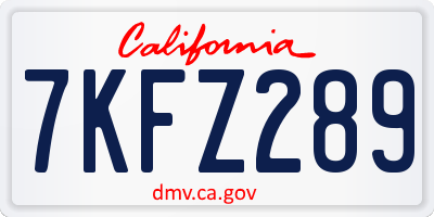 CA license plate 7KFZ289