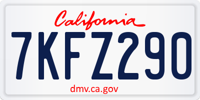CA license plate 7KFZ290