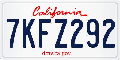 CA license plate 7KFZ292