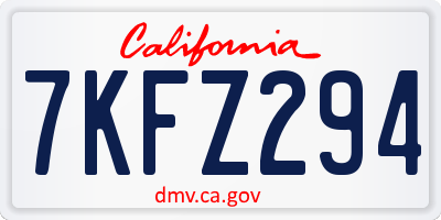CA license plate 7KFZ294