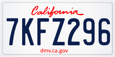 CA license plate 7KFZ296