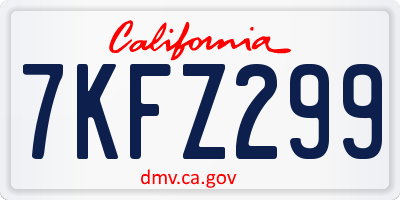 CA license plate 7KFZ299