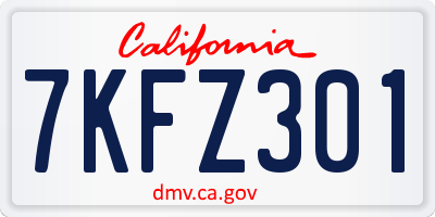 CA license plate 7KFZ301