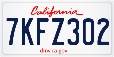 CA license plate 7KFZ302