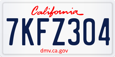 CA license plate 7KFZ304