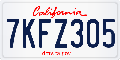 CA license plate 7KFZ305