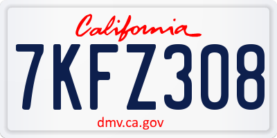 CA license plate 7KFZ308