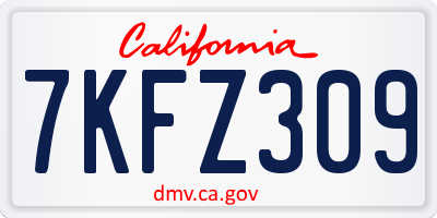 CA license plate 7KFZ309