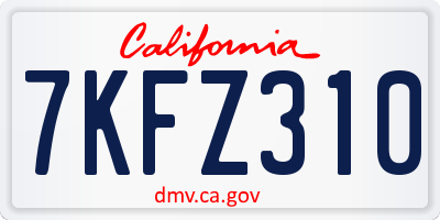 CA license plate 7KFZ310
