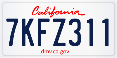 CA license plate 7KFZ311