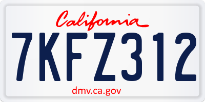 CA license plate 7KFZ312