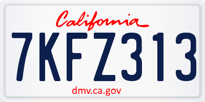 CA license plate 7KFZ313