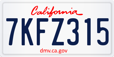 CA license plate 7KFZ315