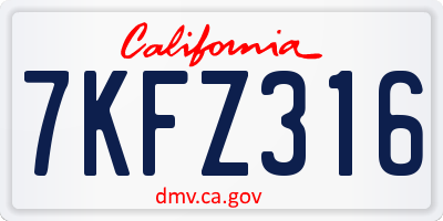 CA license plate 7KFZ316