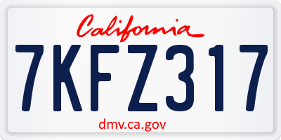 CA license plate 7KFZ317
