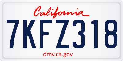 CA license plate 7KFZ318