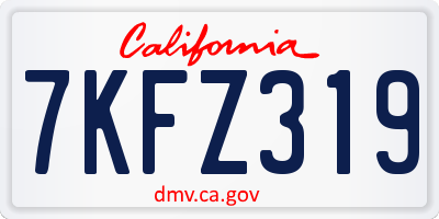 CA license plate 7KFZ319