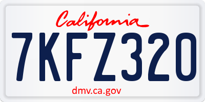CA license plate 7KFZ320