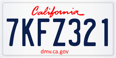 CA license plate 7KFZ321