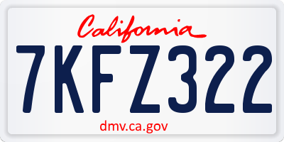 CA license plate 7KFZ322