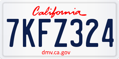 CA license plate 7KFZ324