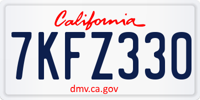 CA license plate 7KFZ330