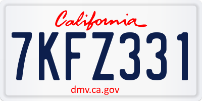 CA license plate 7KFZ331