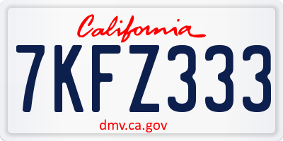 CA license plate 7KFZ333