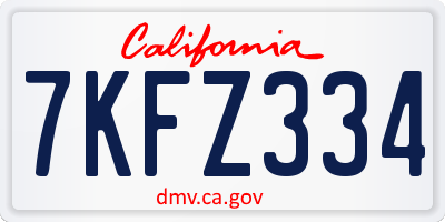 CA license plate 7KFZ334