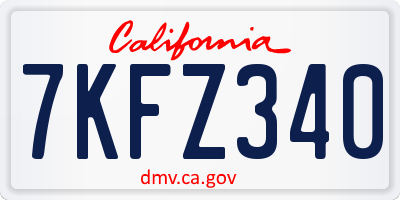 CA license plate 7KFZ340