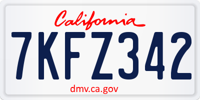 CA license plate 7KFZ342