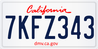 CA license plate 7KFZ343