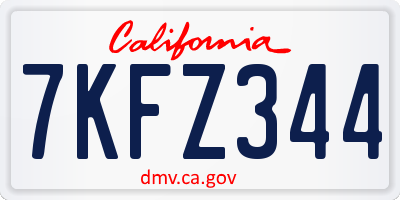 CA license plate 7KFZ344