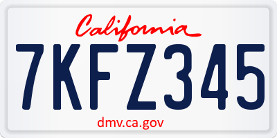 CA license plate 7KFZ345