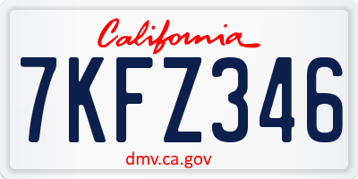 CA license plate 7KFZ346