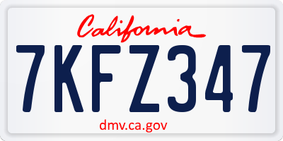 CA license plate 7KFZ347