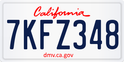 CA license plate 7KFZ348