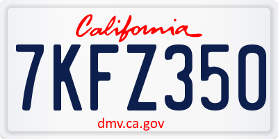 CA license plate 7KFZ350