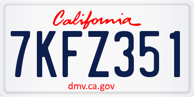 CA license plate 7KFZ351