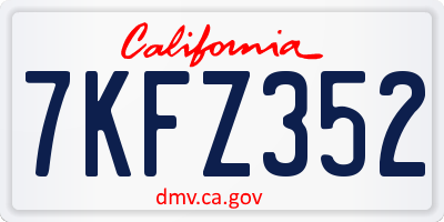 CA license plate 7KFZ352