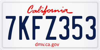 CA license plate 7KFZ353